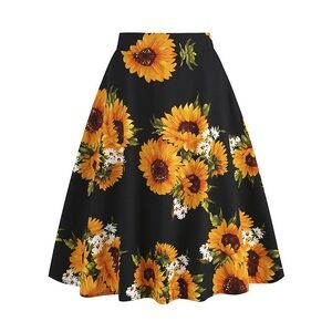 Vintage style Sunflower Skirt - Knee Length - Small